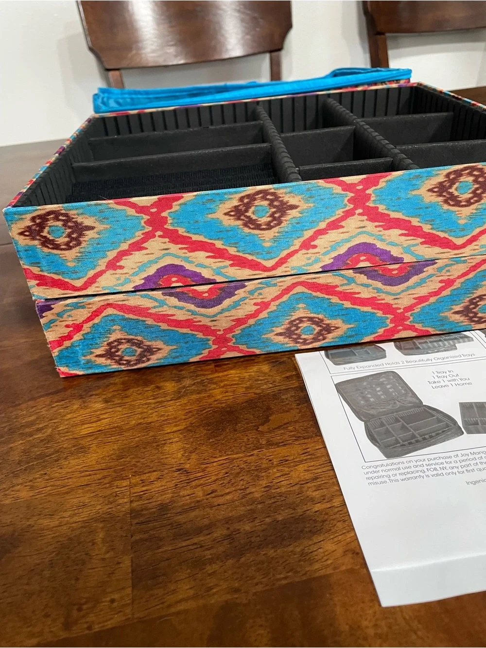 Colorful Ikat Pattern Jewelry Storage or Travel